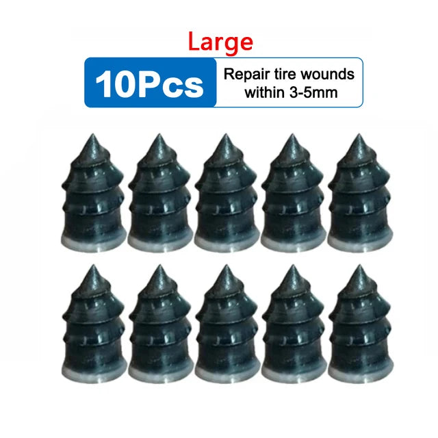 AngShop large puncture repair kit for car tires with 10 black rubber plugs for tire wounds repair