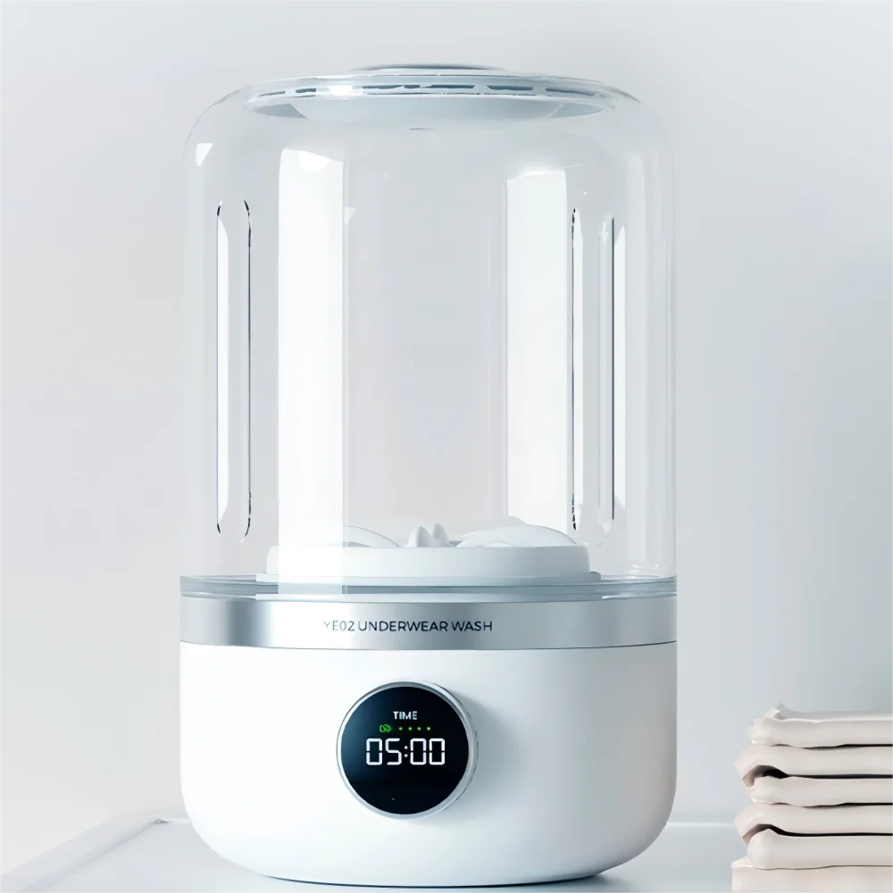 AngShop 1L compact laundry cleaner with digital timer and transparent lid for efficient washing