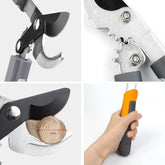 Close-up views and hand grip of AngShop heavy duty branch cutter 45cm showing sharp blades and ergonomic handle
