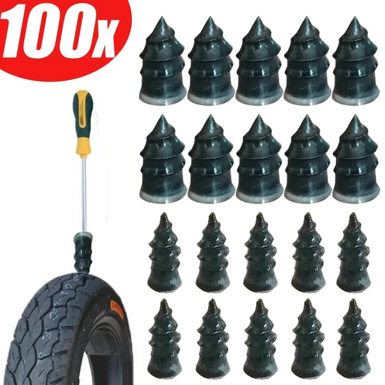 AngShop tire plug kit for cars with 100 black plugs and a yellow black reamer tool for tire repair