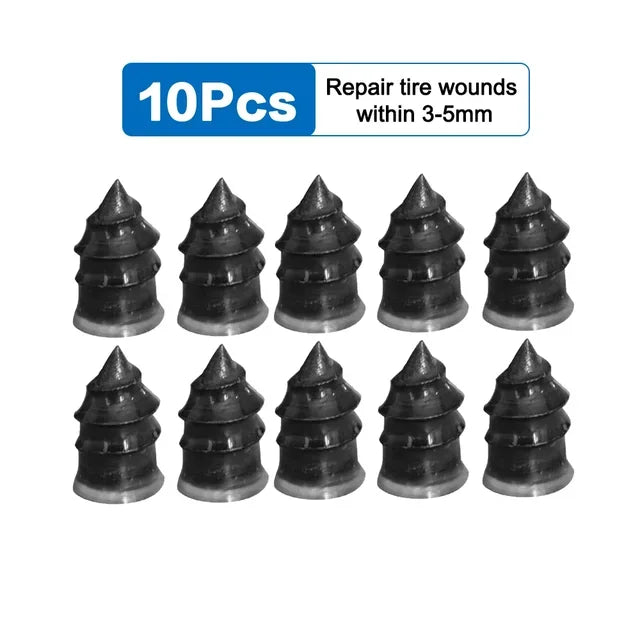 AngShop 10pcs tire plug kit for cars with black spiral plugs to repair tire wounds 3 to 5mm