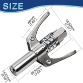 AngShop metal grease fitting coupler with hose featuring precise measurements and durable construction