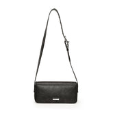 Black leather functional elegant purse women with adjustable shoulder strap from AngShop