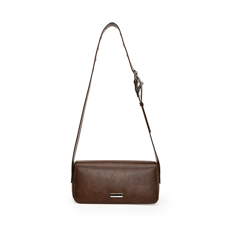 Brown leather functional elegant purse women with adjustable strap from AngShop