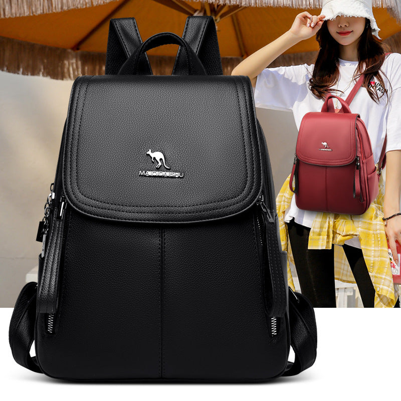 Functional leather-look backpack for daily use in black with sleek design by AngShop