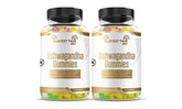 Harvest Twin Ashwagandha Gummies for Anxiety dietary supplement bottles with colorful gummies inside