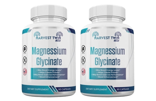 Harvest Twin Labs magnesium glycinate supplement bottles with 90 capsules dietary supplement