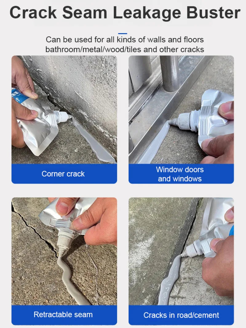 Applying impermeable adhesive for roofs to repair corner cracks window doors retractable seams and cracks in cement
