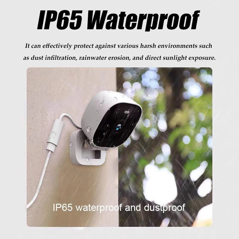 AngShop indoor surveillance camera mounted outdoors showing IP65 waterproof and dustproof features