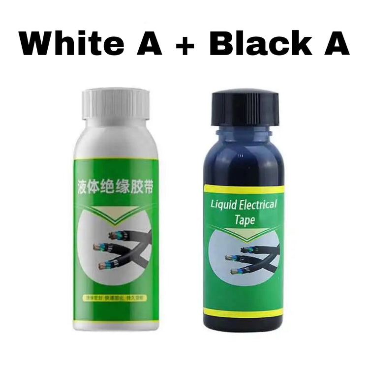 White and black bottles of waterproof cable insulation coating for electrical wire protection