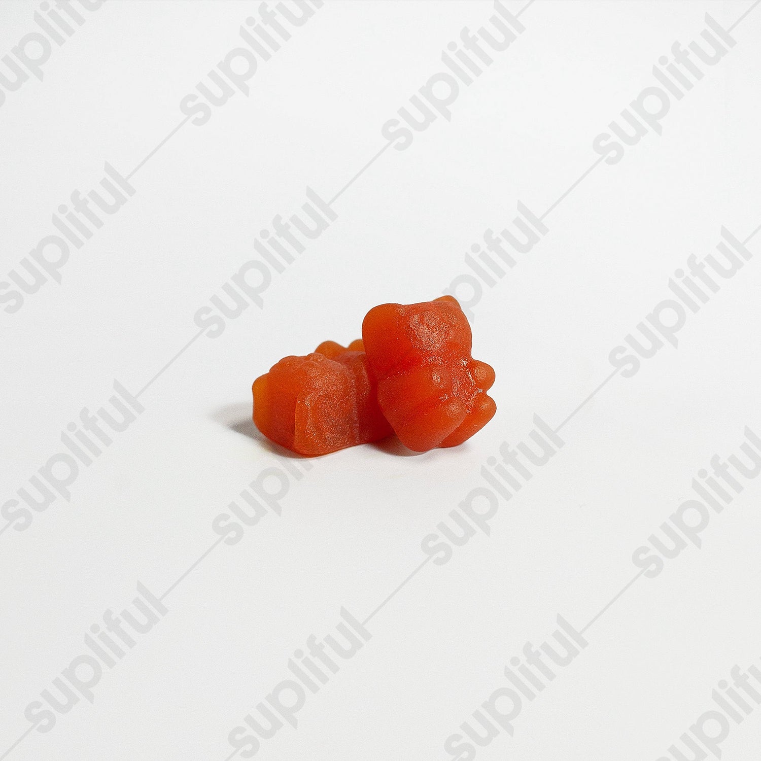 Pink Lucky collagen gummies for adults in red bear shape on white background