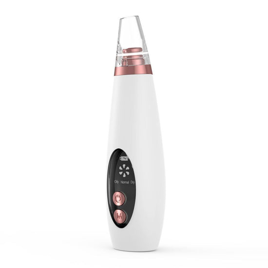AngShop professional facial cleanser for blackheads in white with rose gold accents and control buttons