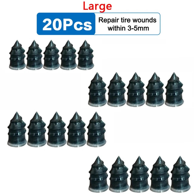20-piece large puncture repair kit for car tires plugs repairing tire wounds 3 to 5 millimeters