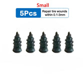 Five small black plugs for puncture repair kit for car tires repairing tire wounds 0.1 to 3mm