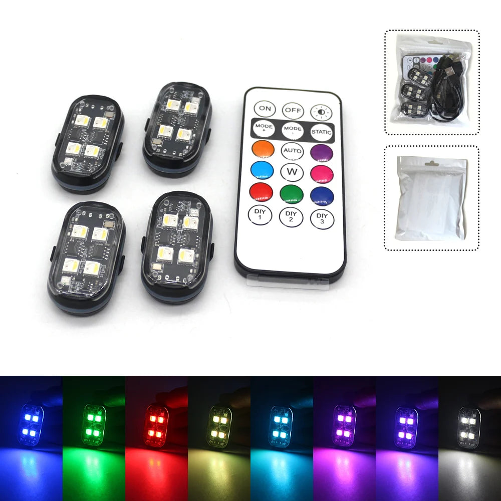 AngShop remote control LED car strips with color-changing lights and included remote control
