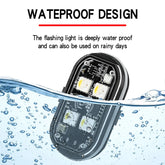 Waterproof remote control LED car strips module partially submerged in water with text highlighting waterproof design