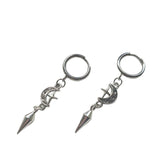 Silver moon and spike punk style earrings for women by AngShop with unique edgy design