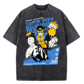 AngShop unisex cotton graphic tee with superhero comic design on black vintage-style fabric