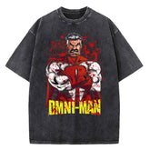AngShop unisex cotton graphic tee with vintage black wash and bold omni-man superhero print